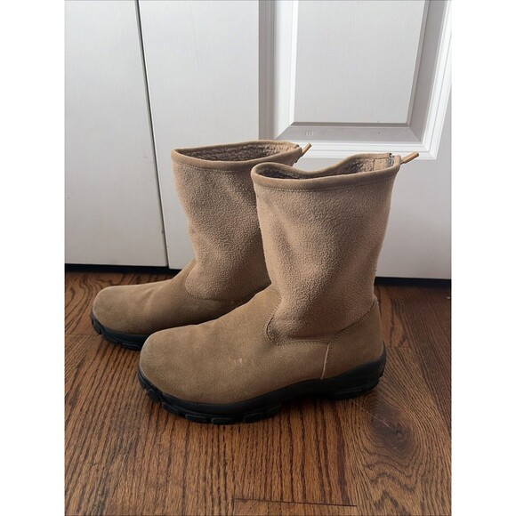 Lands’ End Chestnut Suede Fleece Sweater Snow Boots Women’s Size 8.5 - Picture 3 of 5